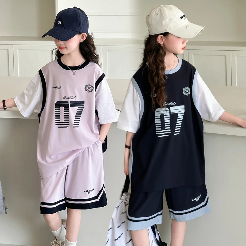 女童篮球服套装夏装6-12岁洋气儿童夏季速干运动两件套学生球衣潮