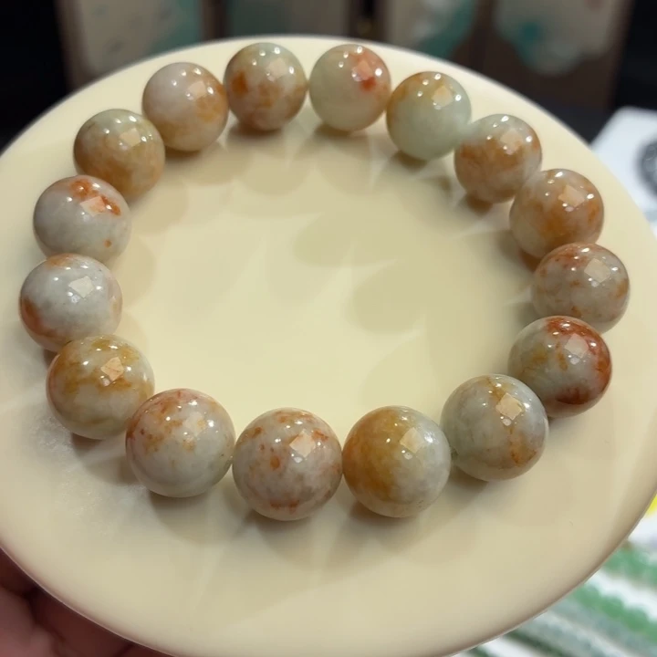 翡翠未镶嵌手链桂花糕卡13.6