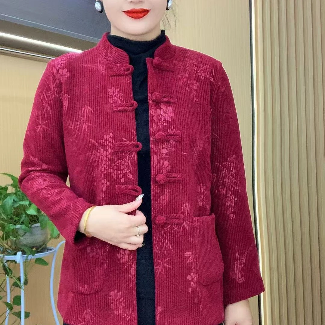 女立领中国风长袖冬季保暖短外套网红外套复古短款
