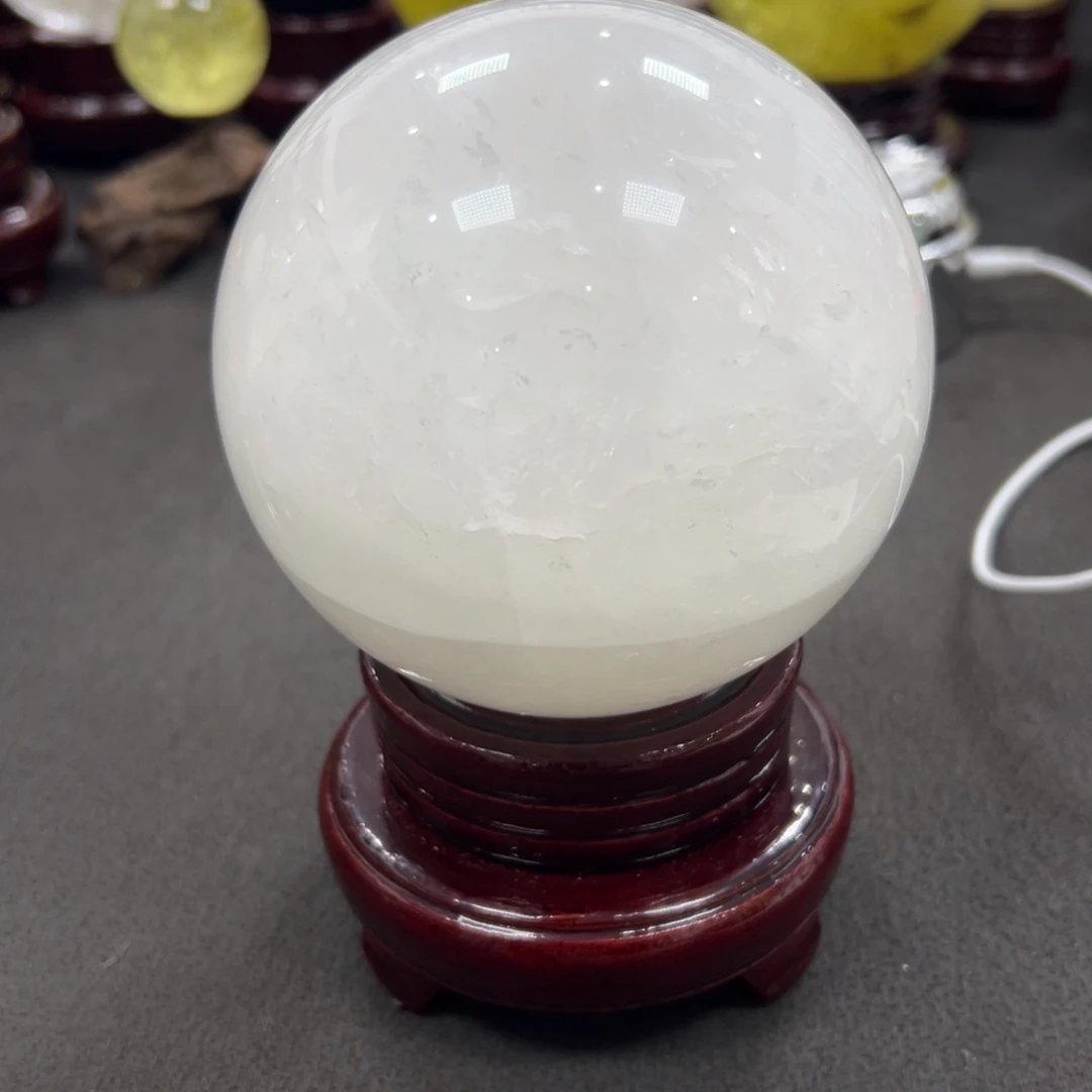 琬***器石材天然白水晶球11