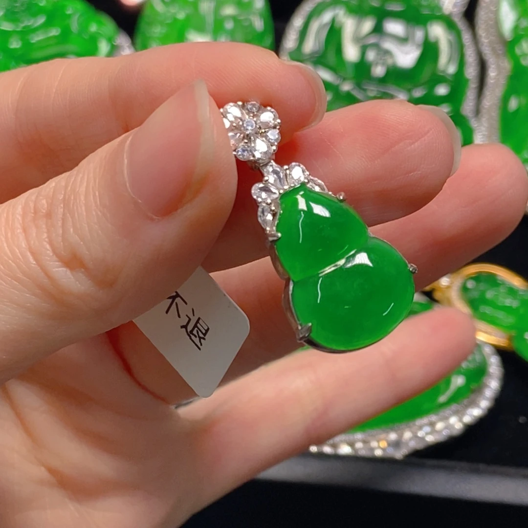 翡翠银S925镶嵌吊坠(不含链)