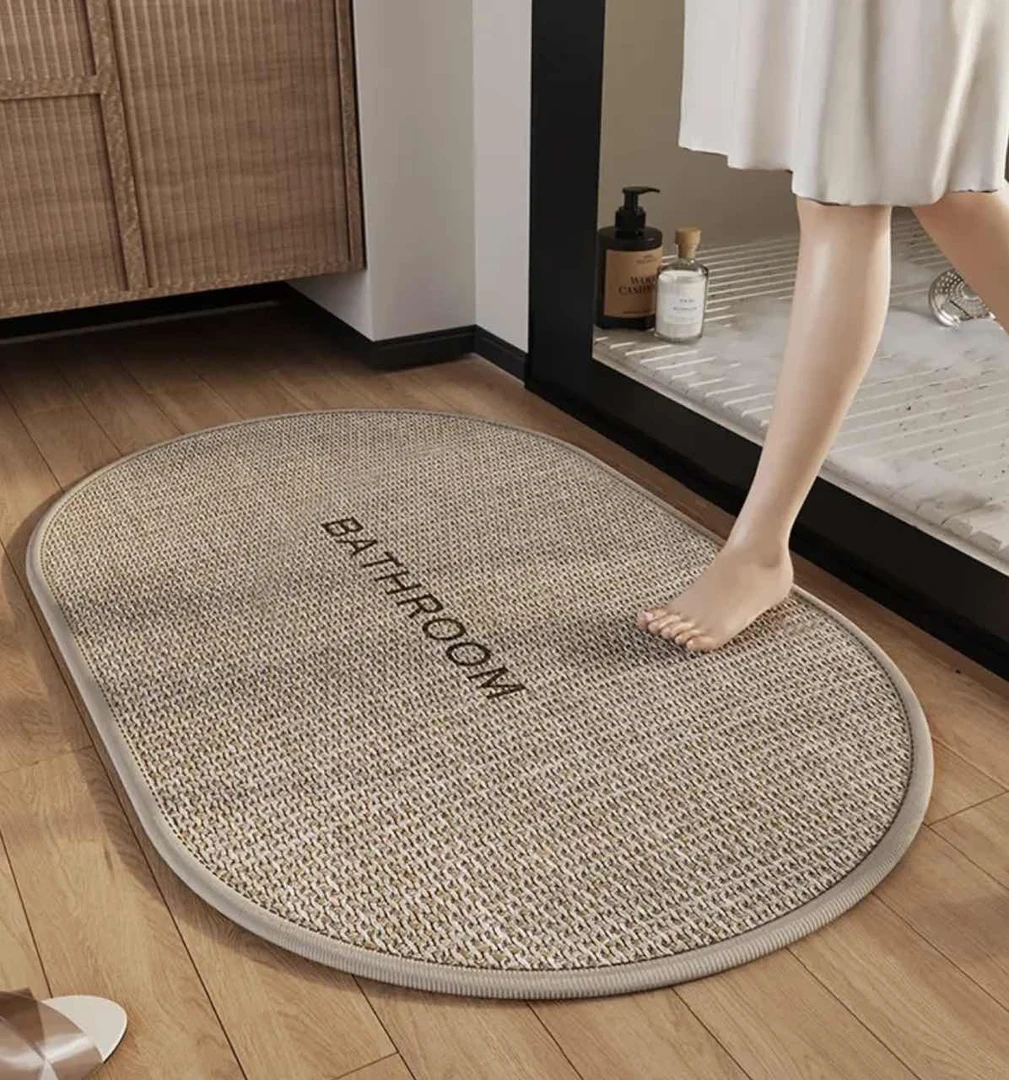 亚麻浴室地垫家用卫生间吸水防滑地毯洗澡间脚垫厕所门口速干垫子