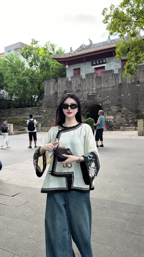 「念旧年」新中式明制秋冬款圆领斜襟气质百搭汉服刺绣复古长袖衬衫