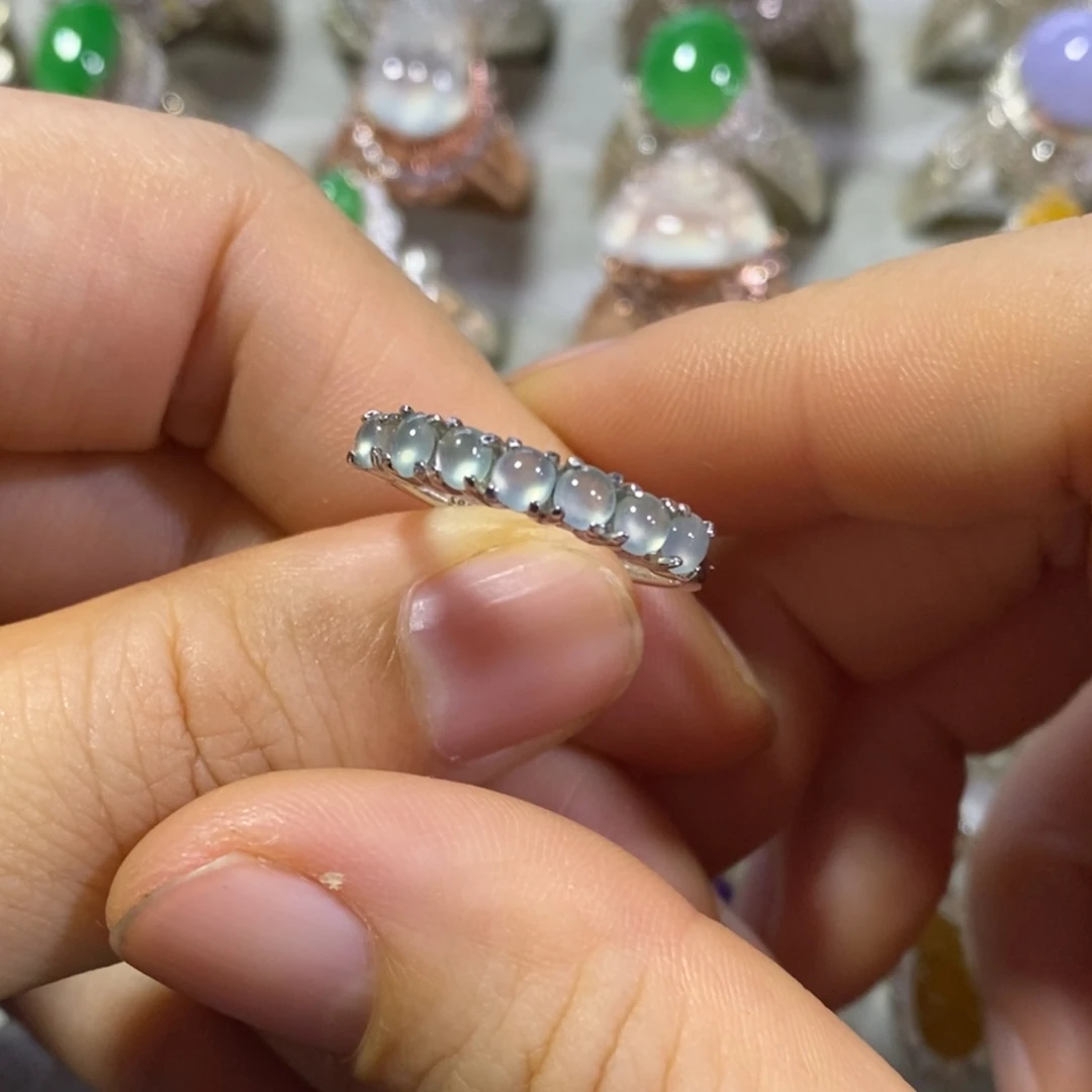 翡翠戒指银S925镶嵌戒指