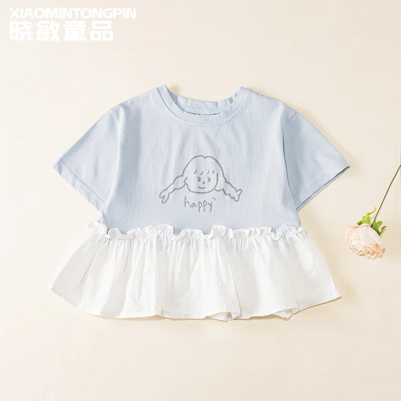2025年款衣服儿童happy女孩荷叶边T恤3C4488
