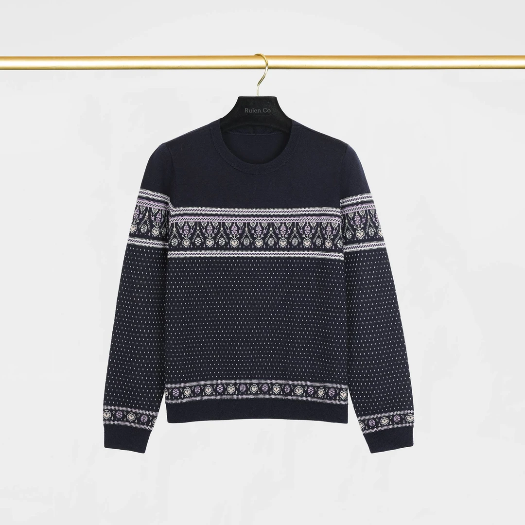 我是摩羯 伦萨小镇 100可机洗绵羊毛14针提花秋冬百搭针织毛衣