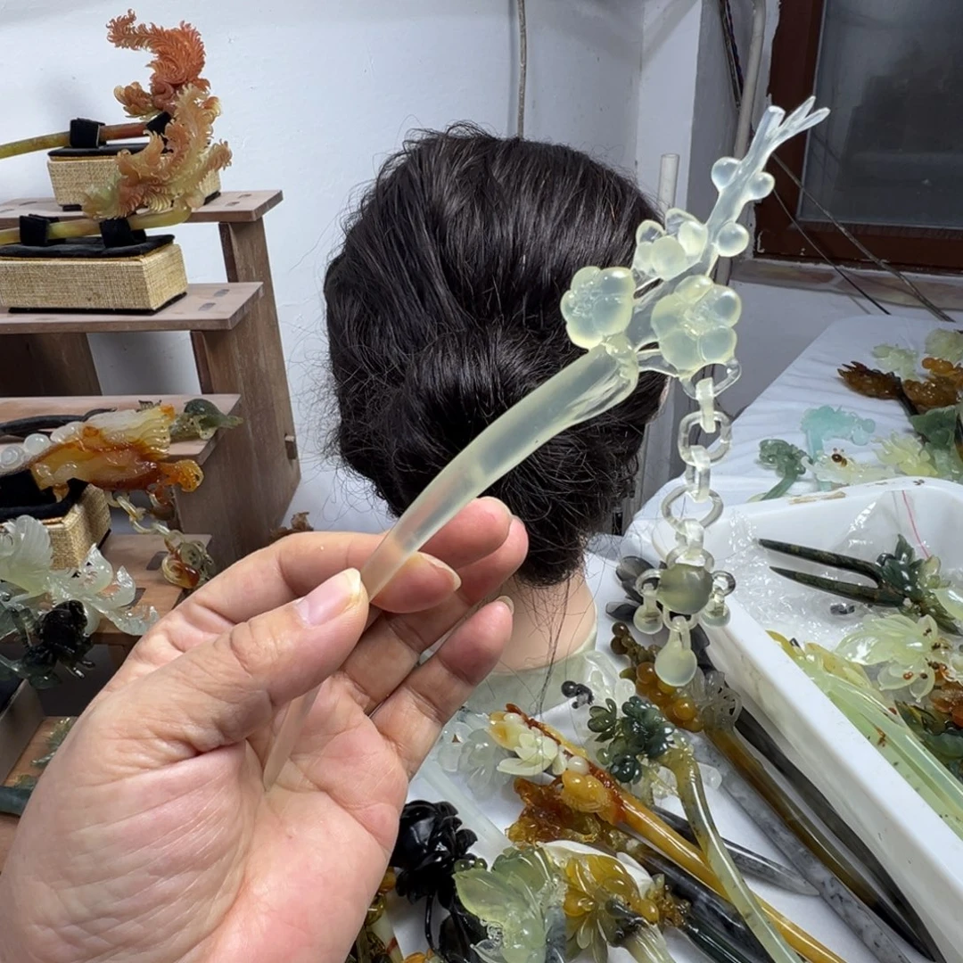 蛇纹石玉未镶嵌发饰