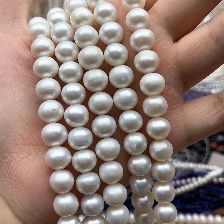 未镶嵌玛瑙/玉髓珠宝半成品10mm左右近椭圆珍珠（拍二发一）