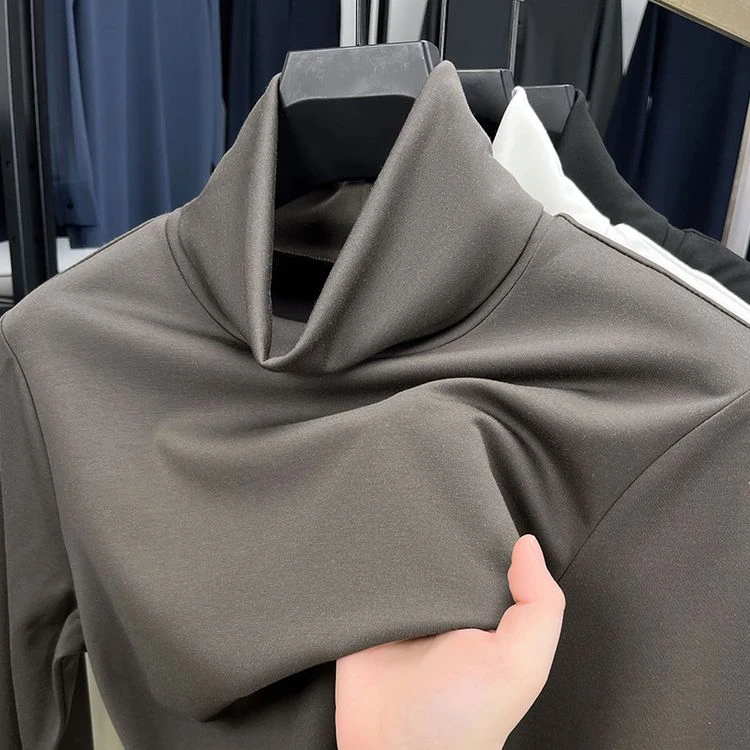 【含桑蚕丝】男士轻奢秋季长袖T恤纯色卫衣中青年高领打底衫上衣服