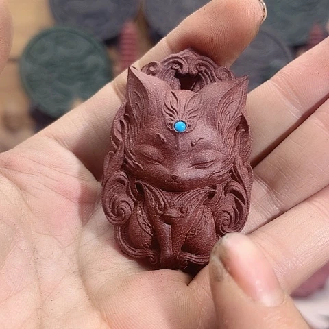 泥塑玉兰衙香镶嵌版九尾狐福利价