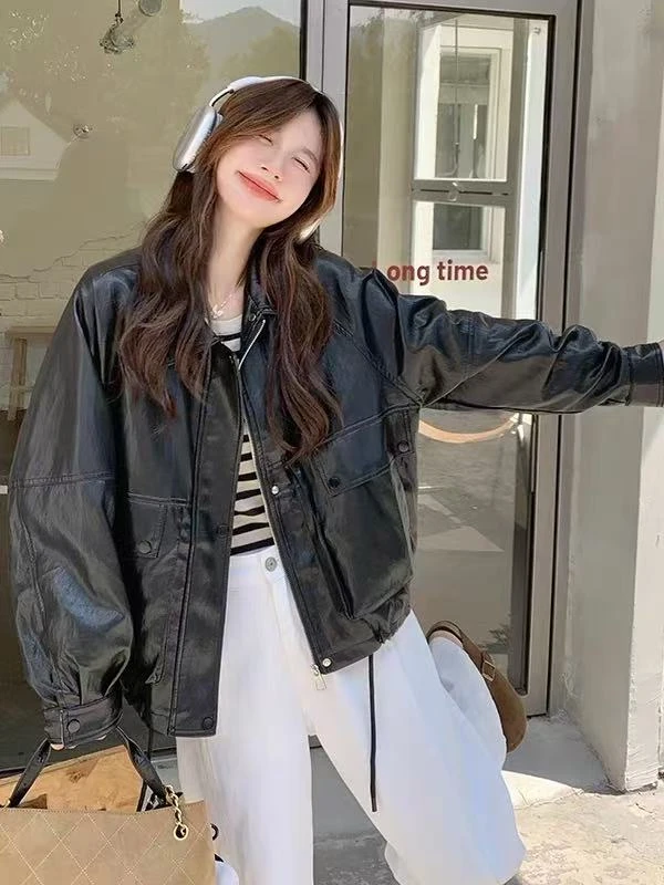 F035皮衣外套女2025秋季新款高品质酷飒机车风