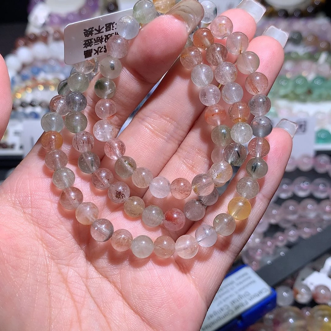 未镶嵌手链水晶冰淇淋彩兔毛6.8