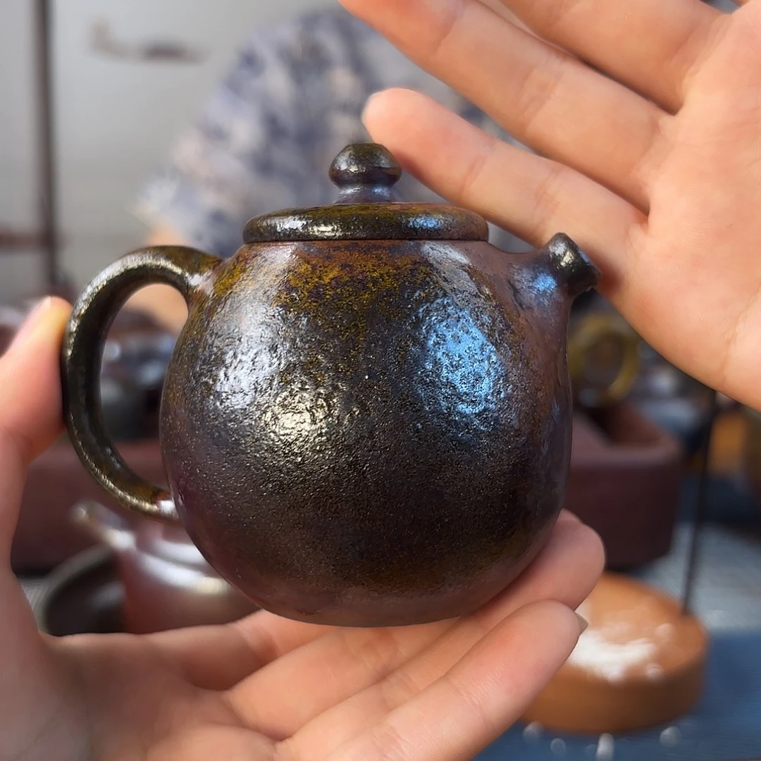 茶壶紫砂柴烧紫砂壶天青龙蛋