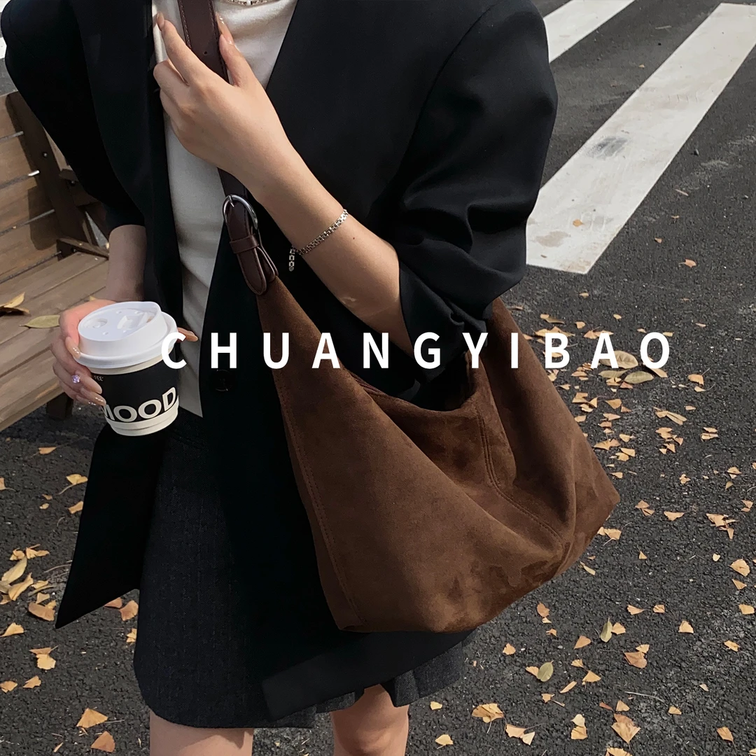 美式复古慵懒风包包女2025新款秋冬大容量上班通勤休闲托特斜挎包