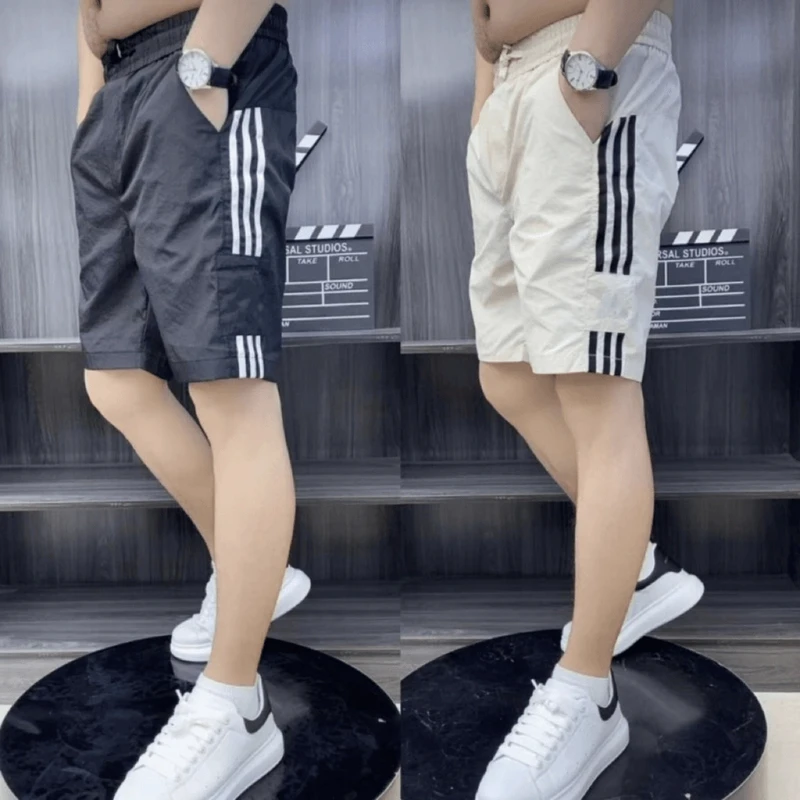 夏季新款男士休闲速干五分运动短裤时尚潮流薄款宽松大码沙滩裤