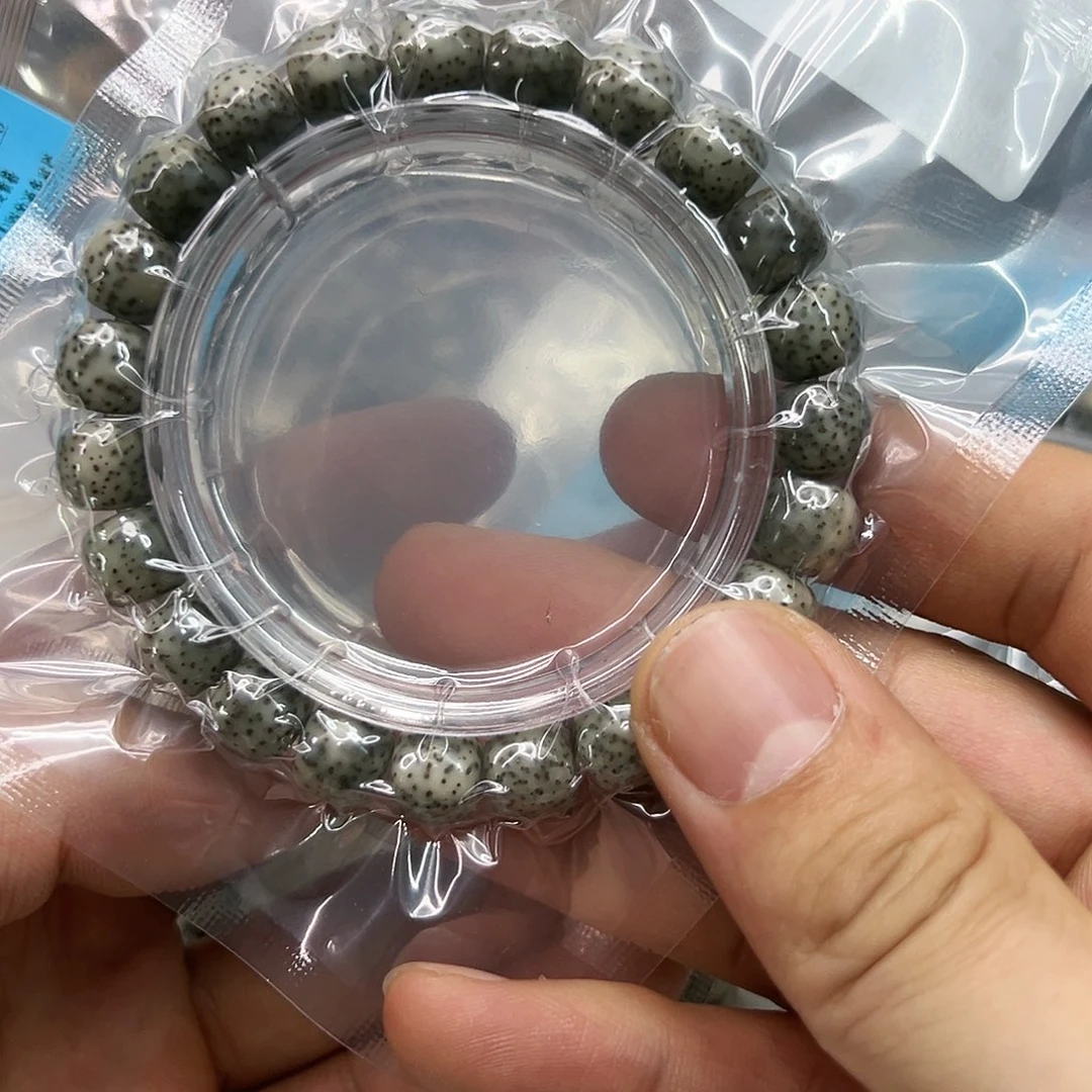 星月菩提手串40尽头卡姿兰大眼睛绿包白石玉星月菩提单圈10