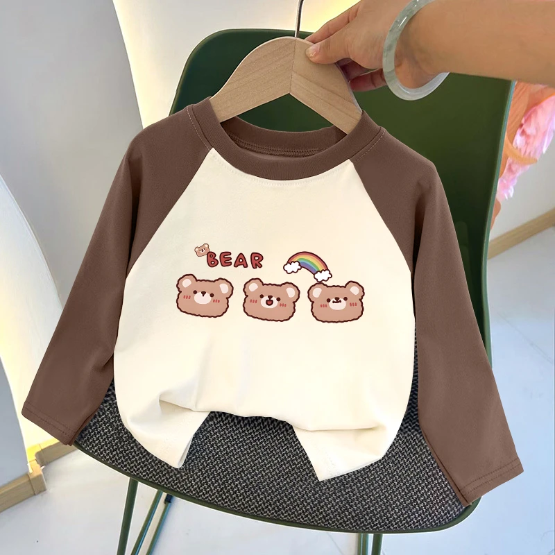 2025新款撞色长袖德绒上衣儿童打底衫T恤秋冬休闲保暖上衣潮