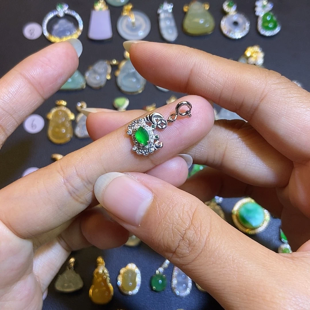 翡翠银S925镶嵌吊坠(不含链)
