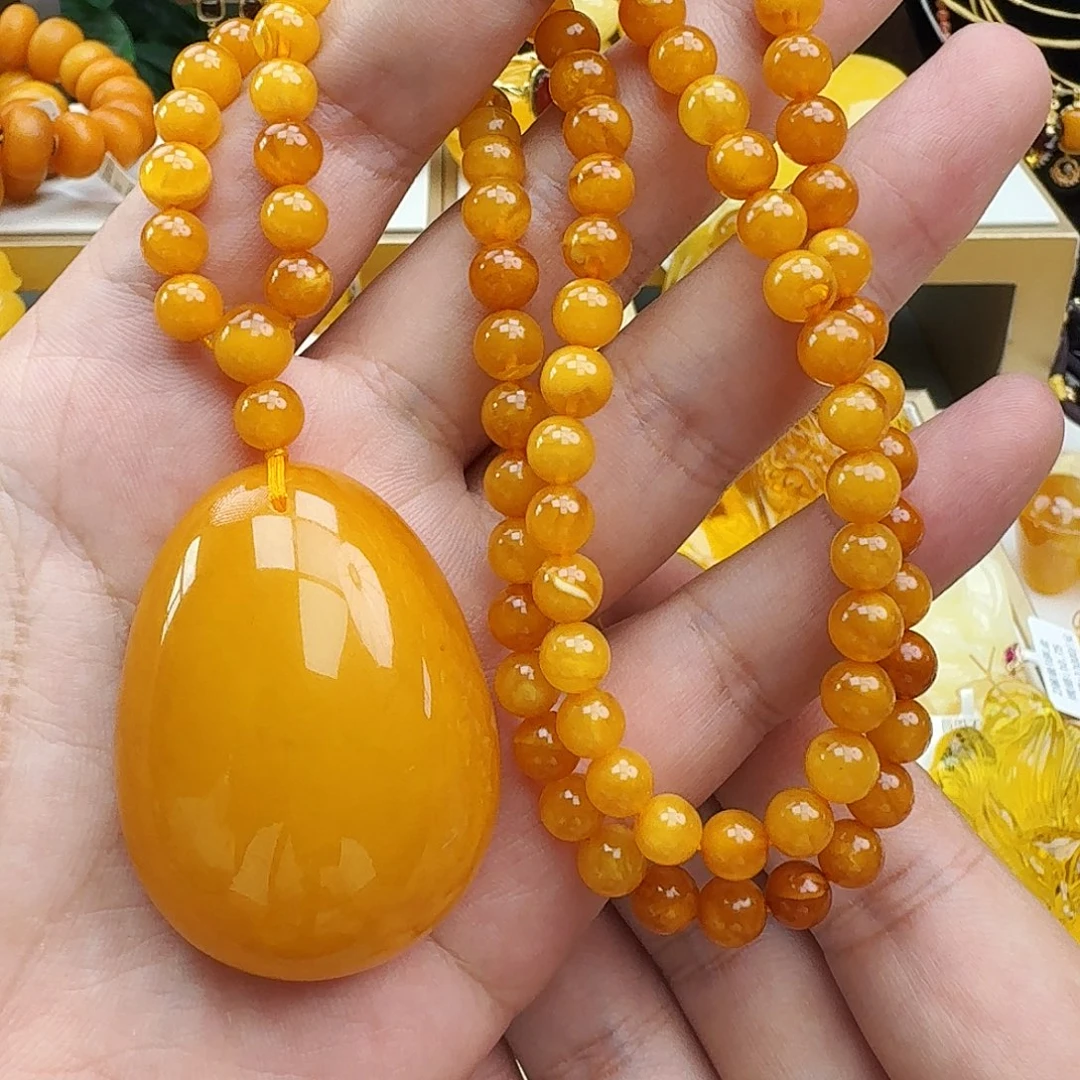 琥珀颈饰未镶嵌假一赔十，0727