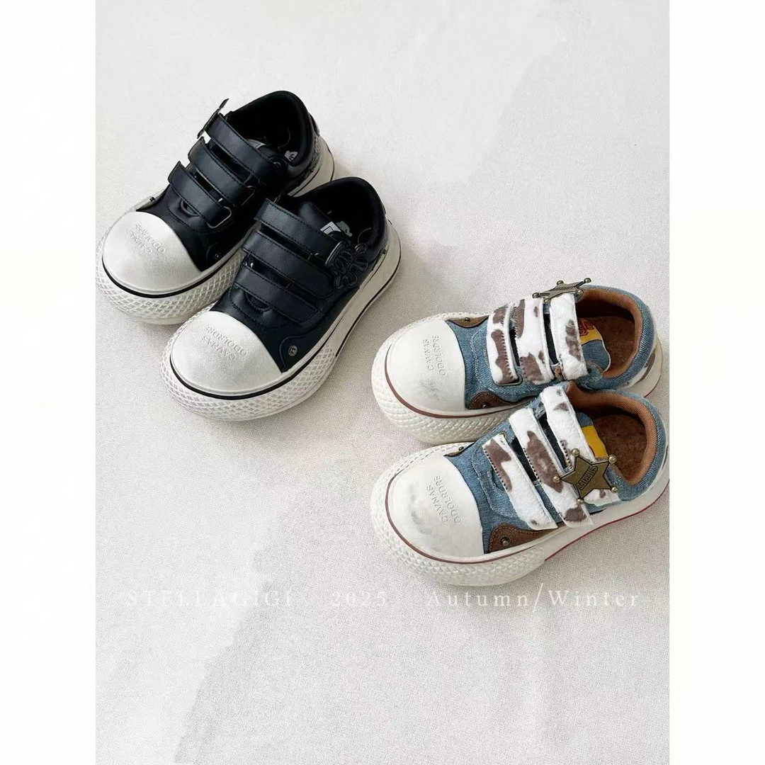 新款可爱丑萌做旧米奇帆布鞋厚底增高圆头板鞋休闲鞋