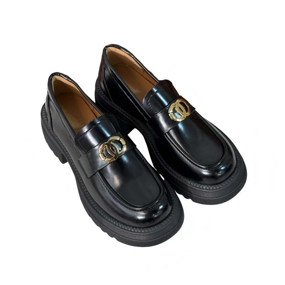 英伦风粗跟乐福鞋女2025新款时尚百搭圆头小皮鞋