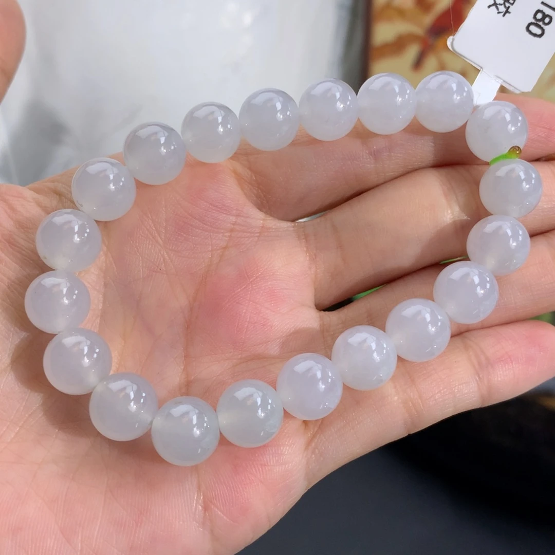 翡翠未镶嵌手串卡9.8冰胶白冰手串