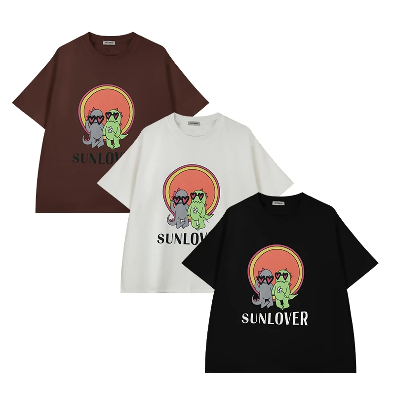 小恐龙短袖T恤休闲宽松圆领印花时尚百搭显瘦有型舒适卡通简约