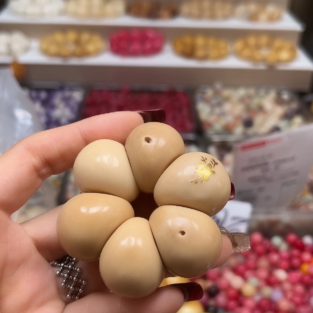 菩提根/象牙果手串瑕疵茶色山竹手捻1条表面有裂