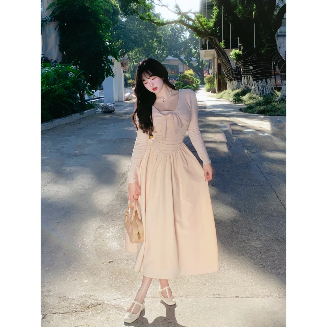 清清萌面侠芝士【香软姐姐】温柔设计感收腰长款连衣裙4258M