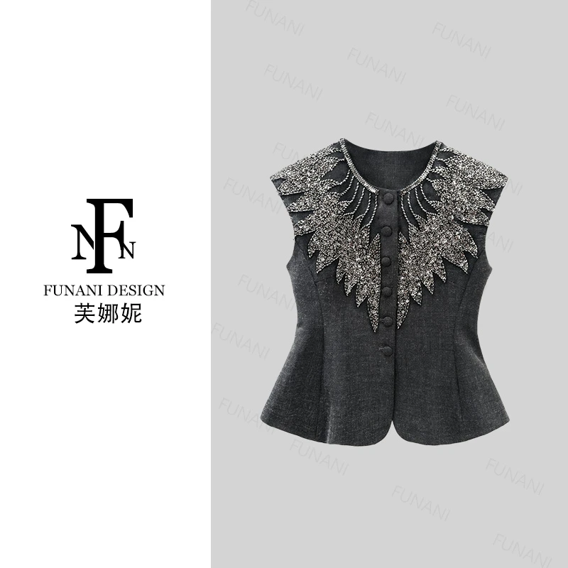 FNN【芙娜妮】2025新款优雅气质复古休闲衣服女上衣F2520184A