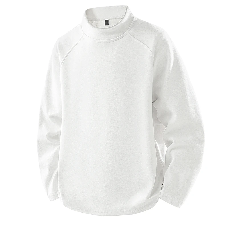 秋冬男士半高领卫衣长袖潮牌宽松百搭休闲男女纯色双面德绒打底衫