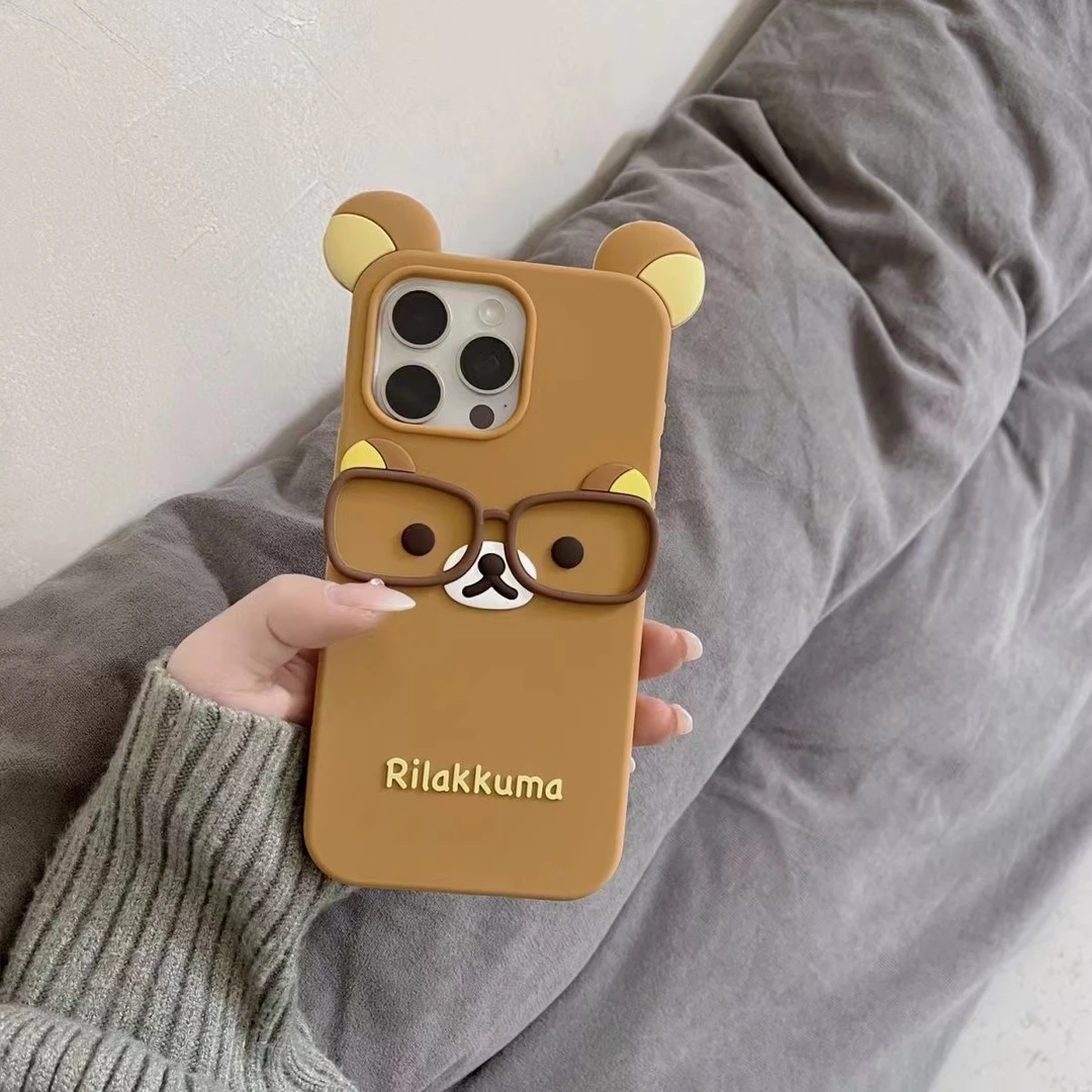 【苹果】眼镜轻松熊硅胶手机壳适用苹果iphone16promax软一体