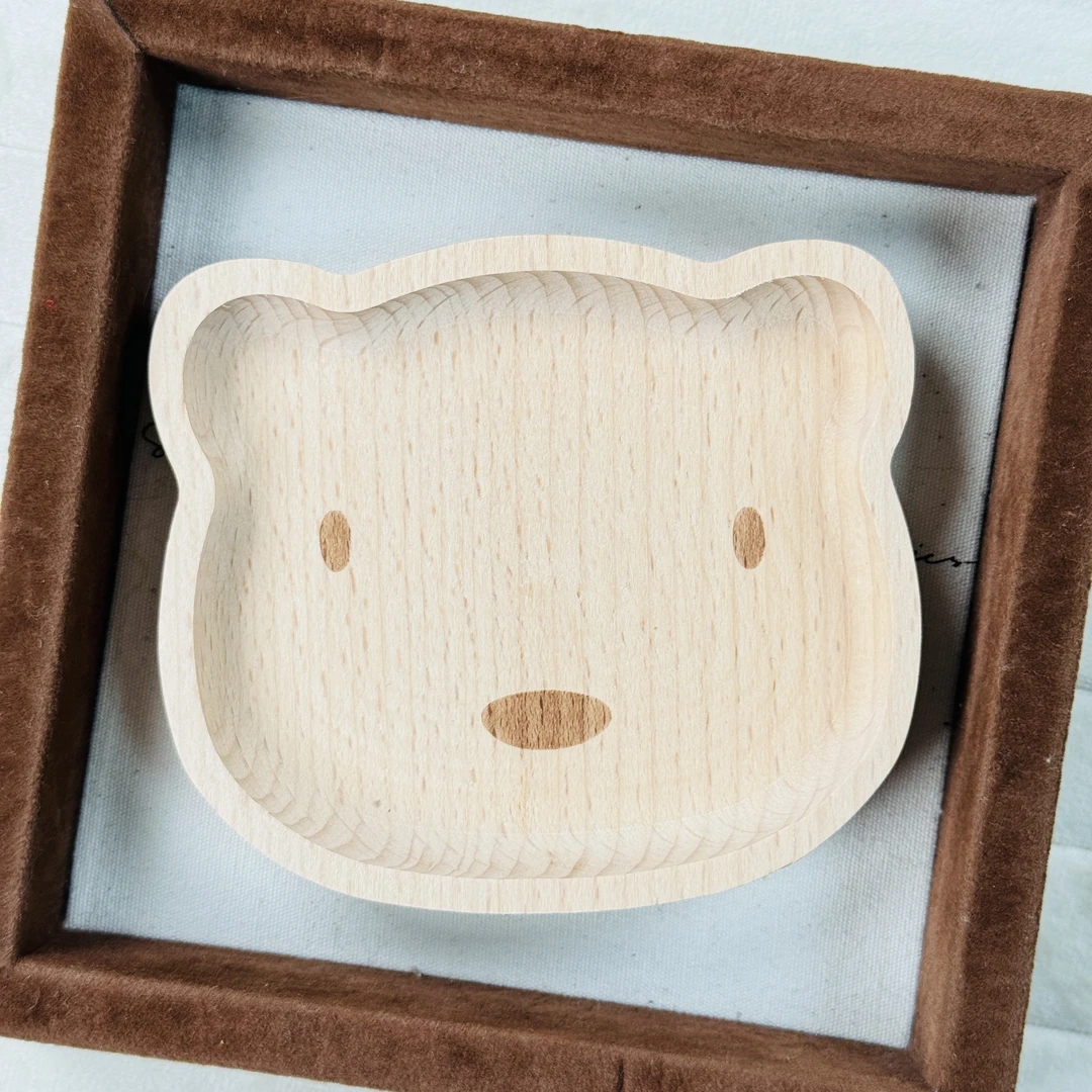 首饰盒/箱 木质雕刻小熊串珠盘