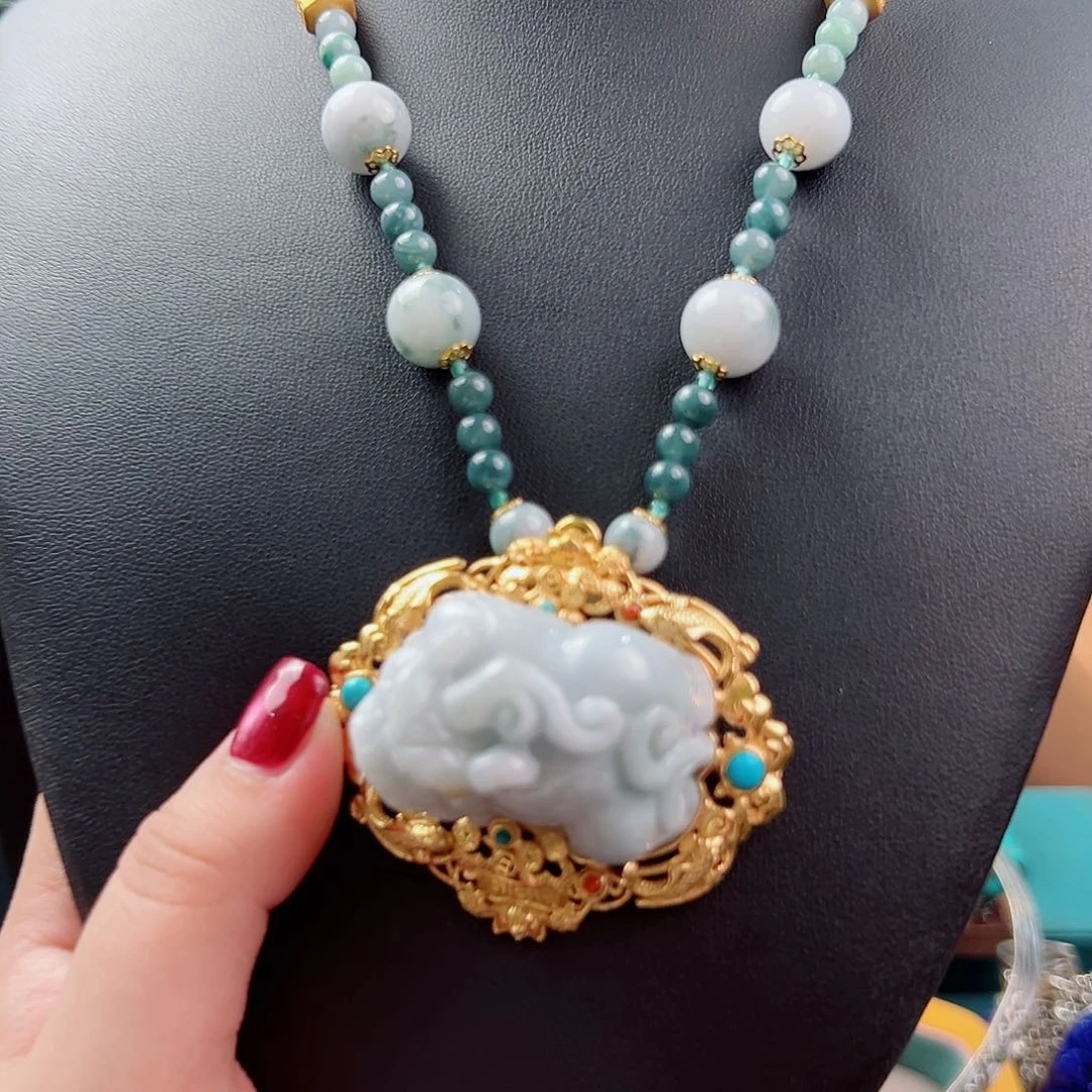 颈饰翡翠银S925镶嵌国风