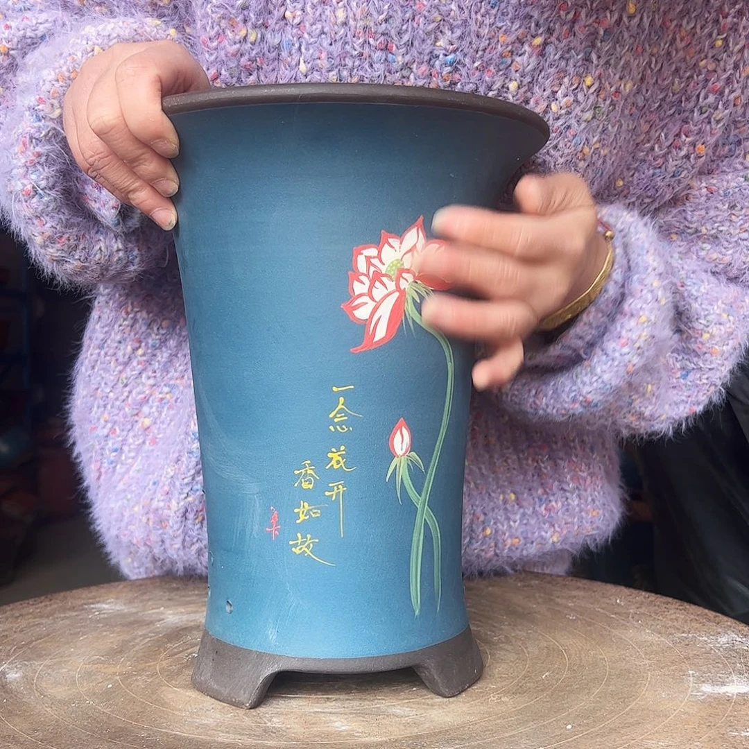 蓝色大号一念花开花盆花盆
