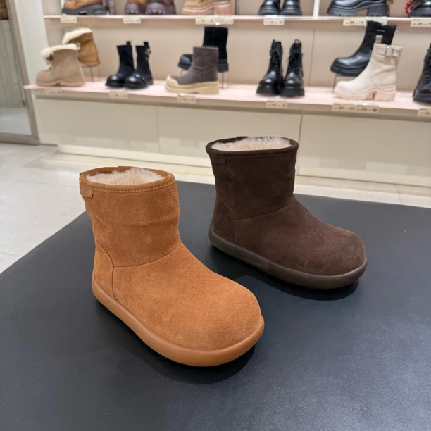 波斐女款短筒防滑一脚蹬极简风保暖筒时尚雪地靴2382-2381