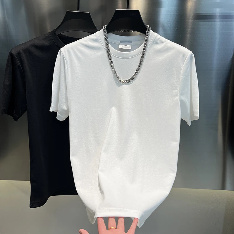 2025夏季新款男士时尚百搭圆领T恤短袖打底简约休闲潮流纯色半袖