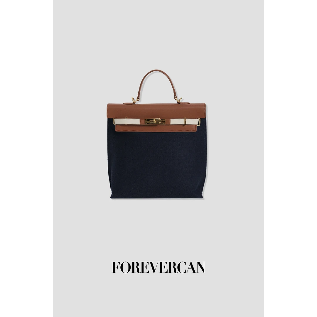 FOREVERCAN【新品彩蛋】帆布拼牛皮包包SS25949