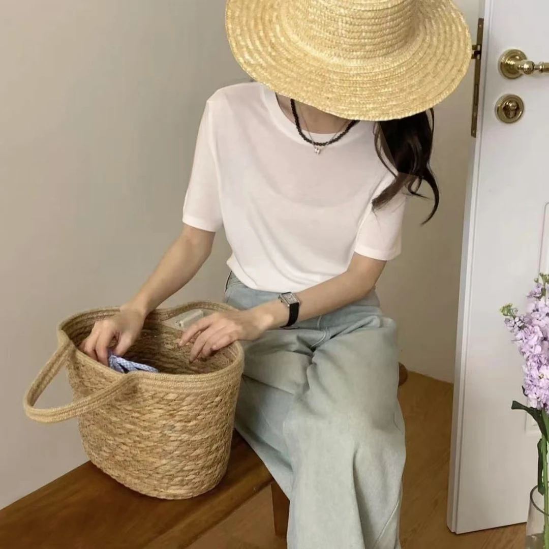 【短袖egg】韩单夏季凉爽天丝水溶短袖