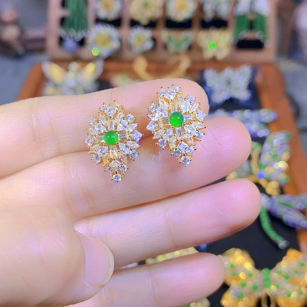 吊坠(不含链)银S925镶嵌翡翠