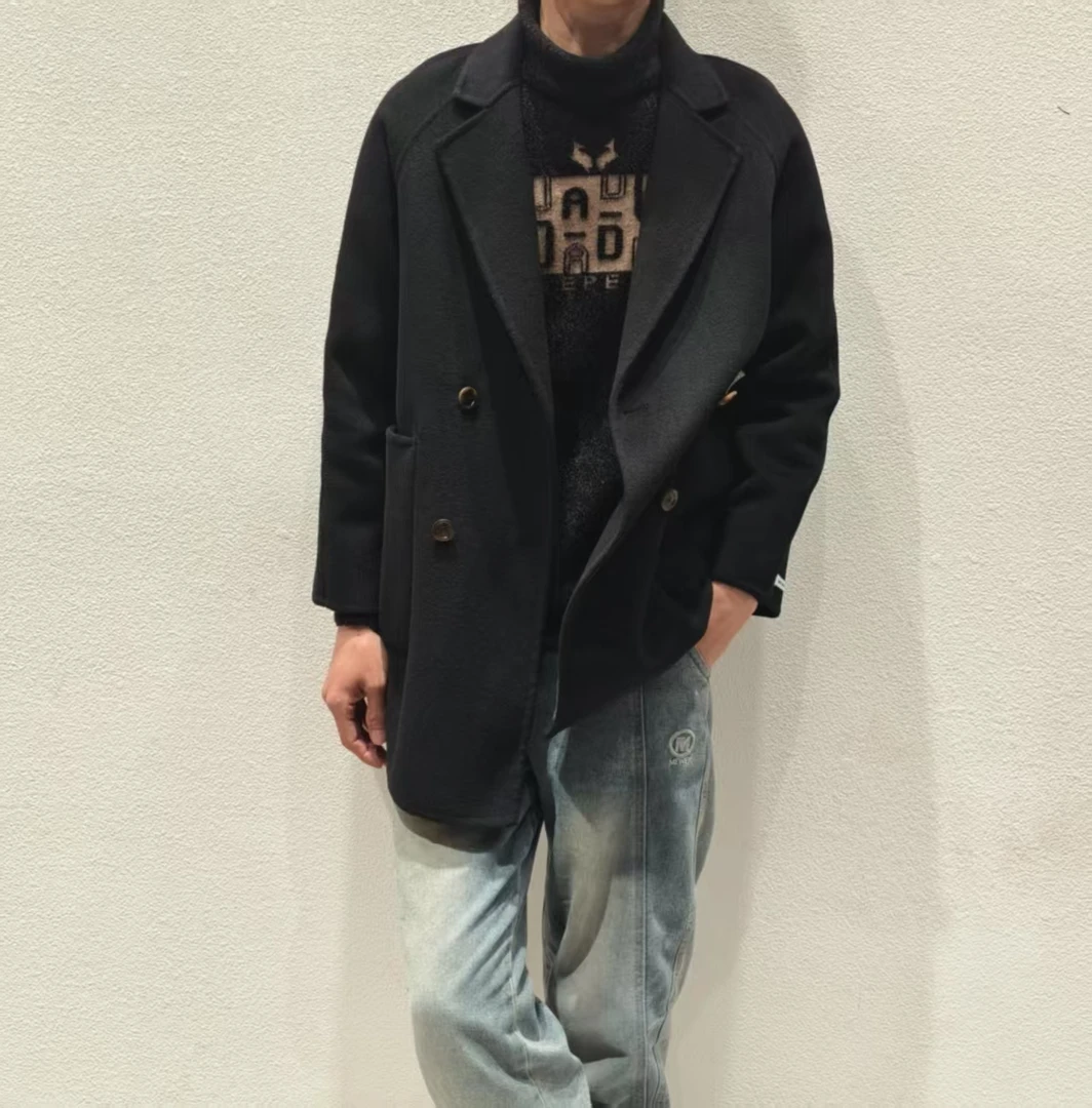 春款西装双面绒大衣黑色经典