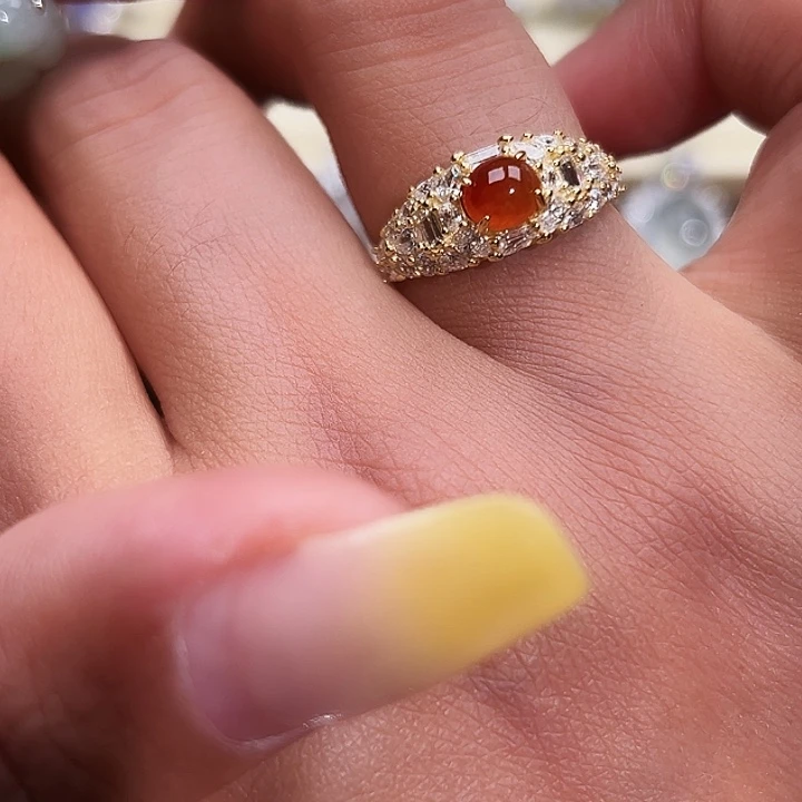 翡翠银S925镶嵌戒指缅甸天然A货翡翠戒指