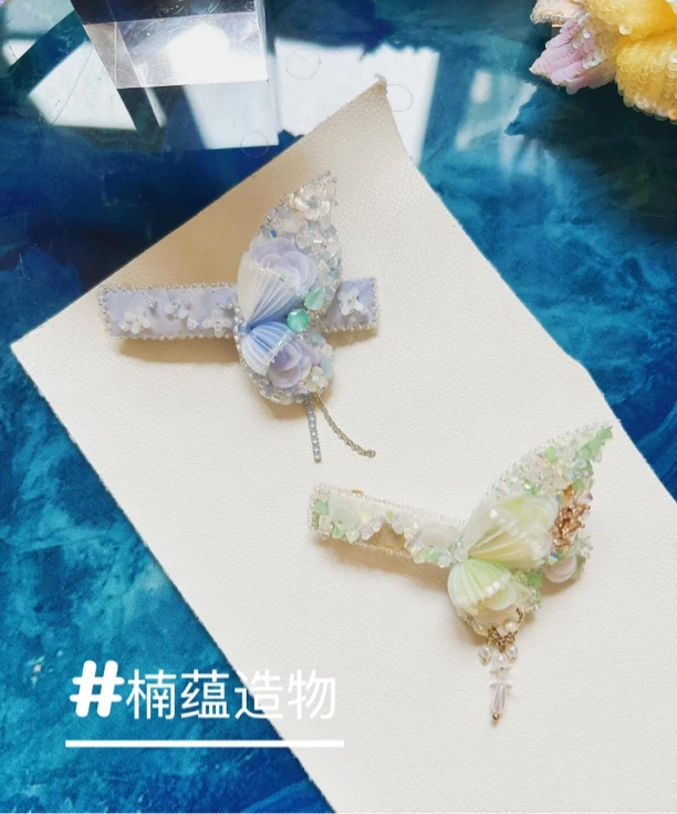 刺绣蝴蝶边夹多色可定制发饰轻奢气质甜美头饰复古发卡楠蕴造物