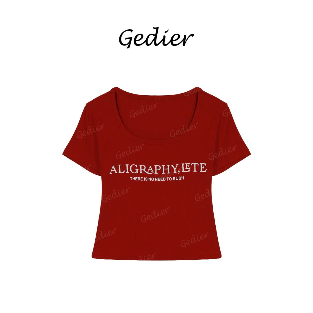 【歌蒂尔Gedier】2025年夏季欧若风 时尚字母印花短袖T恤 TG520333Y