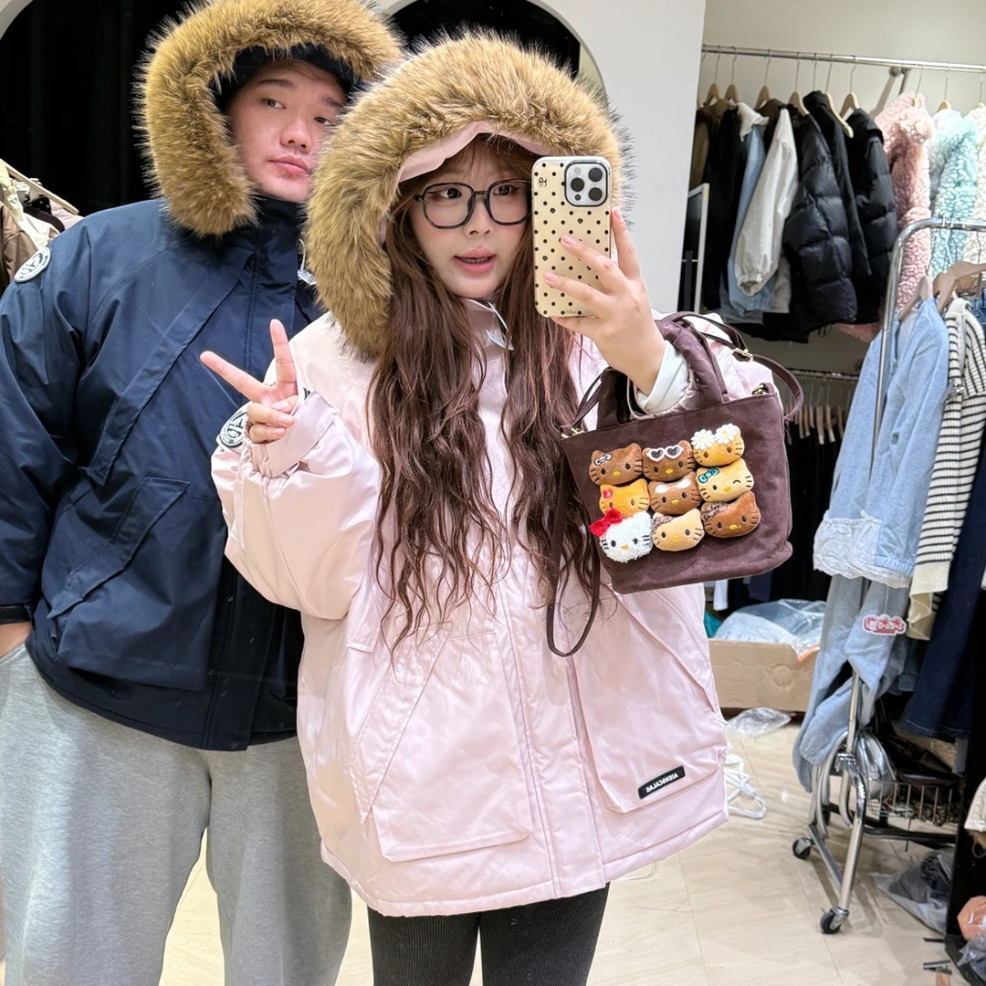 【胖胖卿】大码情侣韩系冲锋衣棉服