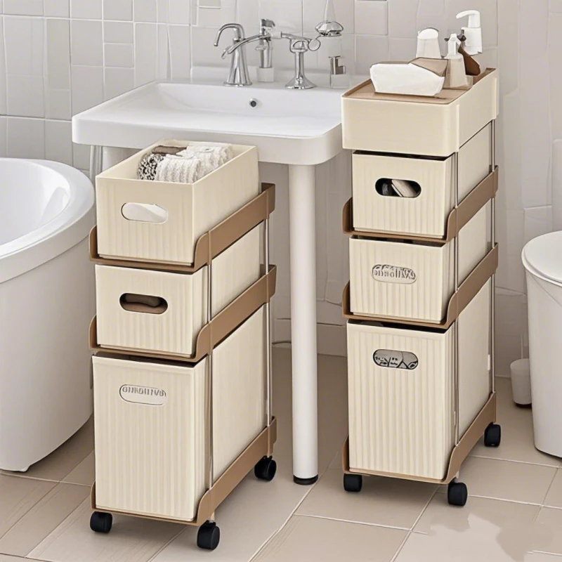 浴室小推车置物架落地多功能分层可移动储物架洗衣液洗浴用品架子