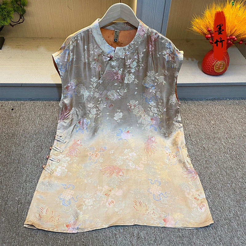 【70963】新中式中国风上衣奥黛高定气质时尚女士无袖上衣