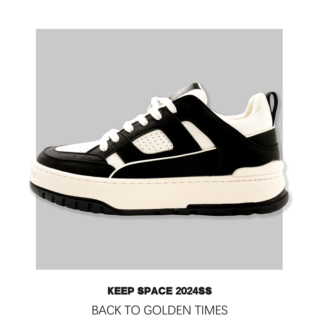 新款熊猫配色防滑厚底增高板鞋男士休闲鞋24131#9001