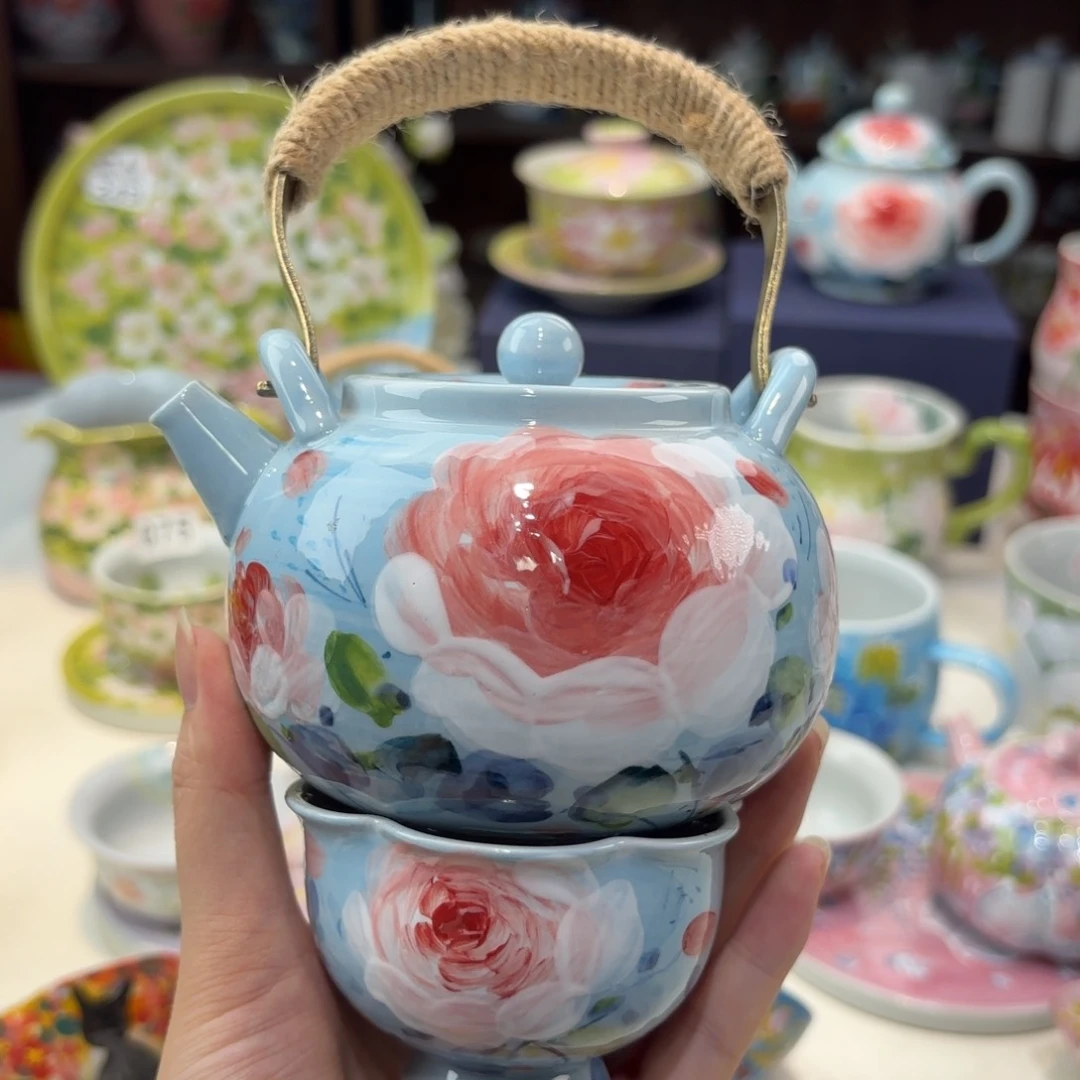 景德镇手绘高温釉下彩陶瓷茶具