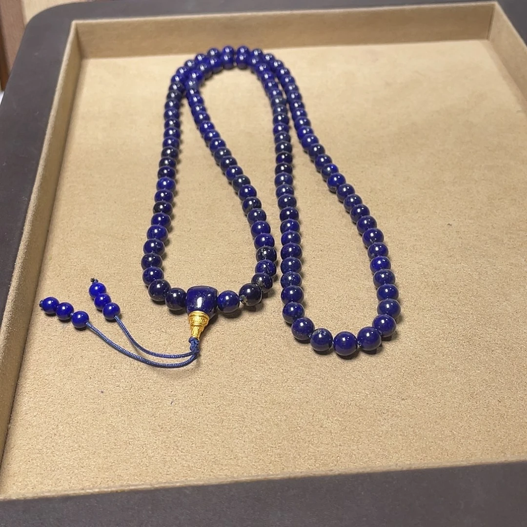 A***星青金石未镶嵌黑加仑108颗6mm